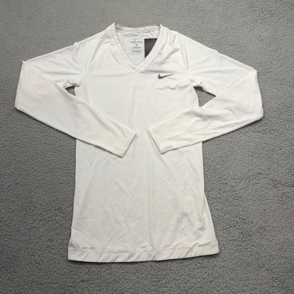 NWT Nike 410625-100 Womens Medium White L/S Pro Combat Compression Base Shirt